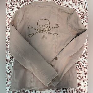 Zadig & Voltaire Pink Distressed Cargo Jacket with Skull